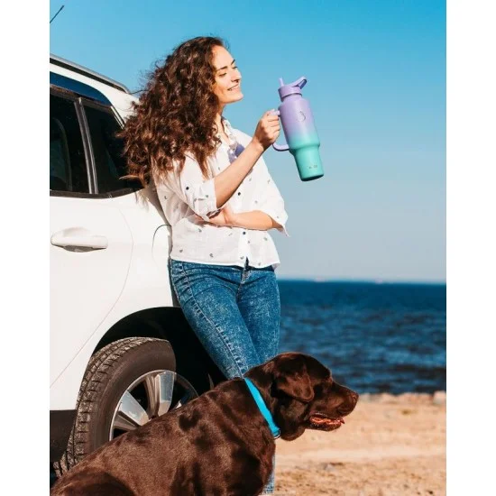 Buzio Trophy Series Handled Water Bottle for Car 1.2L - Purple Green